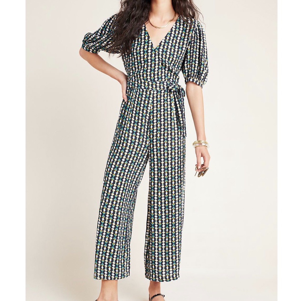 Anthropologie X Kachel Evie Abstract Jumpsuit Sz 8